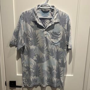 Travis mathew Men's Blue Leaf Print Shirt size large